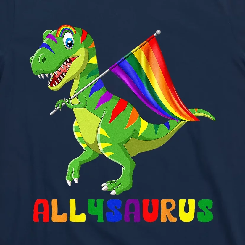 Allysaurus LGBT Dinosaur Rainbow Flag Ally LGBT Pride T-Shirt