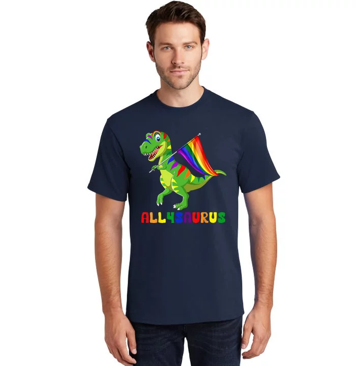 Allysaurus LGBT Dinosaur Rainbow Flag Ally LGBT Pride Tall T-Shirt