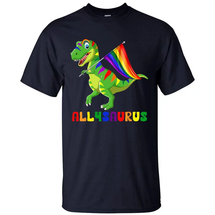 Allysaurus LGBT Dinosaur Rainbow Flag Ally LGBT Pride Tall T-Shirt