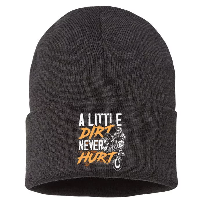 A Little Dirt Never Hurt Funny Motocross Dirt Bike Sustainable Knit Beanie