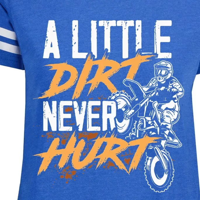 A Little Dirt Never Hurt Funny Motocross Dirt Bike Enza Ladies Jersey Football T-Shirt