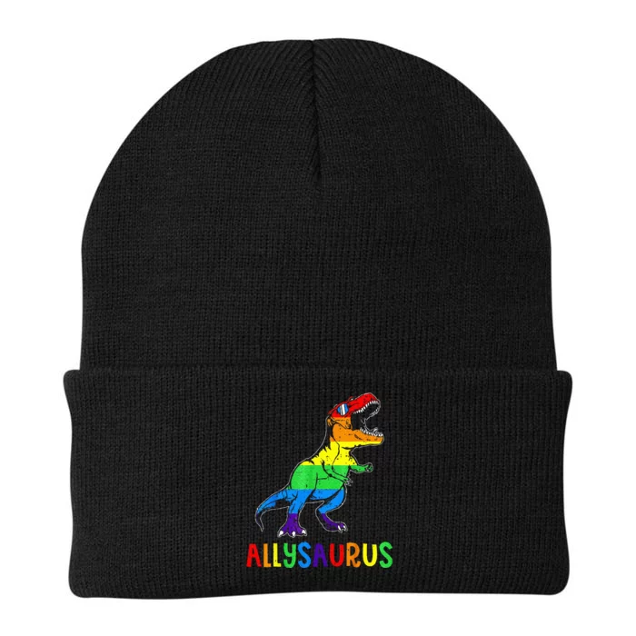 Allysaurus LGBT Dinosaur Rainbow Flag Ally LGBT Pride Knit Cap Winter Beanie