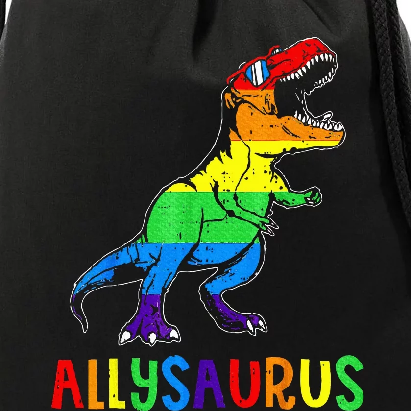 Allysaurus LGBT Dinosaur Rainbow Flag Ally LGBT Pride Drawstring Bag