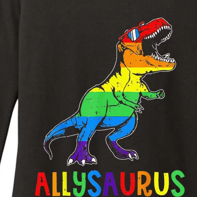 Allysaurus Lgbt Dinosaur Rainbow Flag Ally Lgbt Pride Womens CVC Long Sleeve Shirt