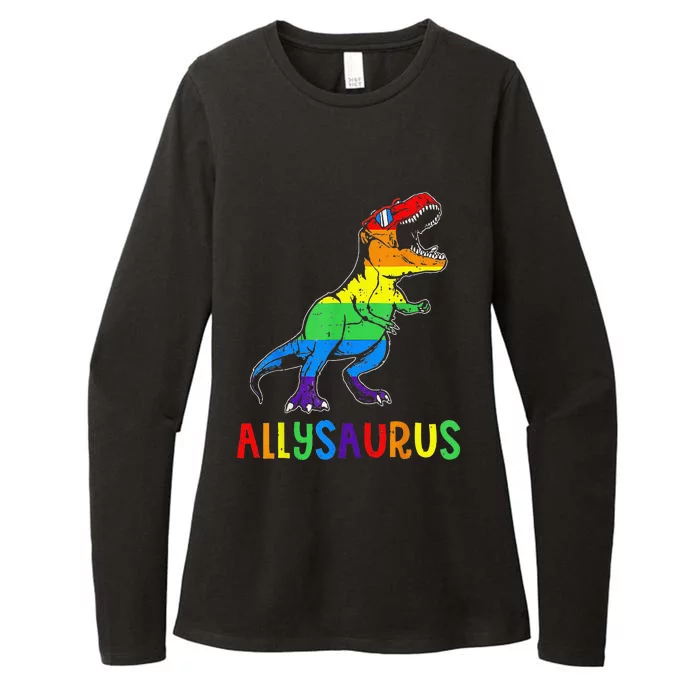 Allysaurus Lgbt Dinosaur Rainbow Flag Ally Lgbt Pride Womens CVC Long Sleeve Shirt