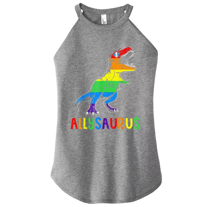 Allysaurus Lgbt Dinosaur Rainbow Flag Ally Lgbt Pride Women’s Perfect Tri Rocker Tank