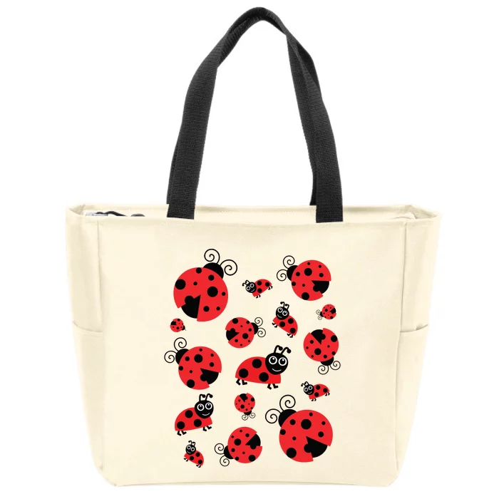 Adorable Ladybugs Everywhere Zip Tote Bag