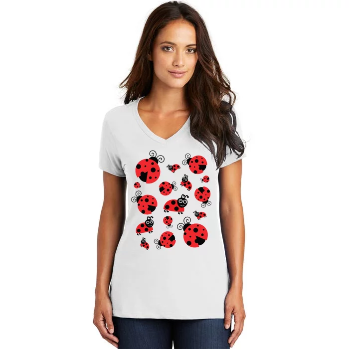 Adorable Ladybugs Everywhere Women's V-Neck T-Shirt