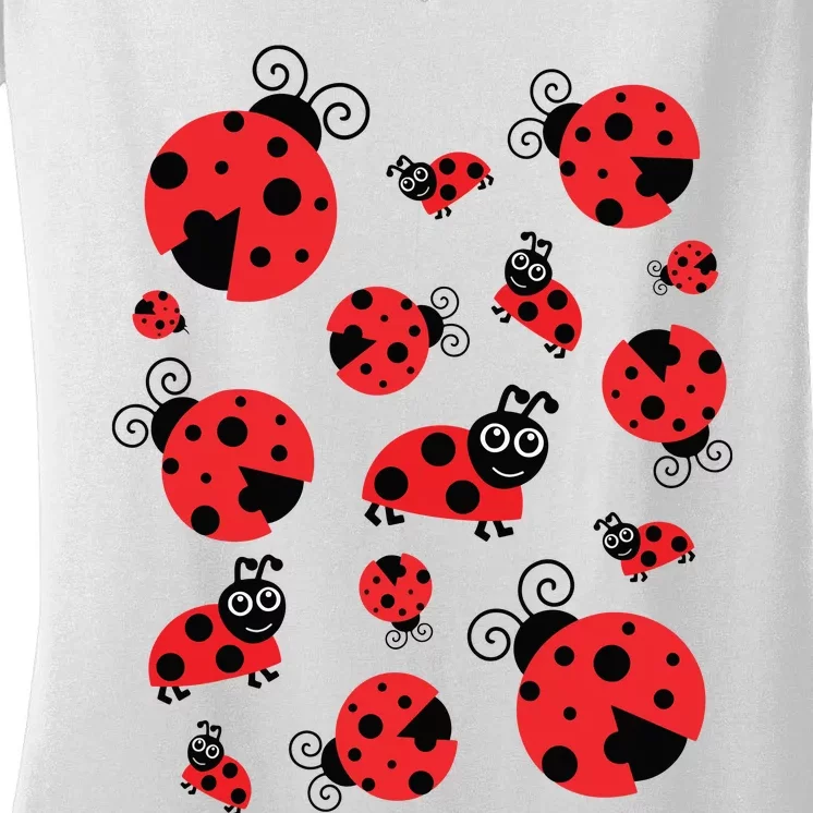 Adorable Ladybugs Everywhere Women's V-Neck T-Shirt