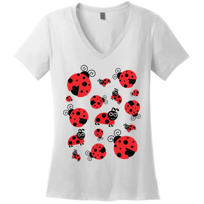 Adorable Ladybugs Everywhere Women's V-Neck T-Shirt