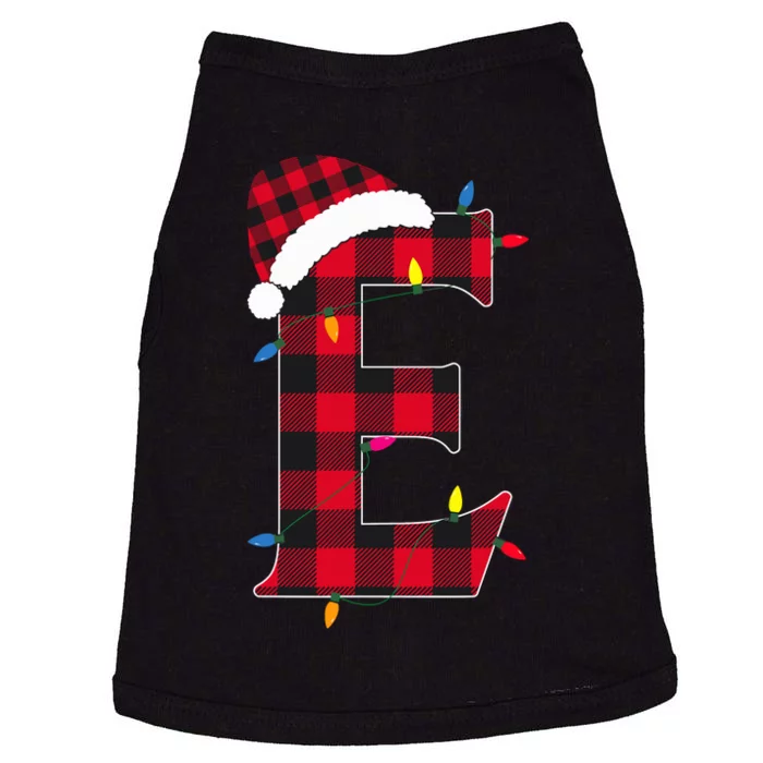 Awesome Letter E Initial Name Buffalo Plaid Christmas Pajama Doggie Tank