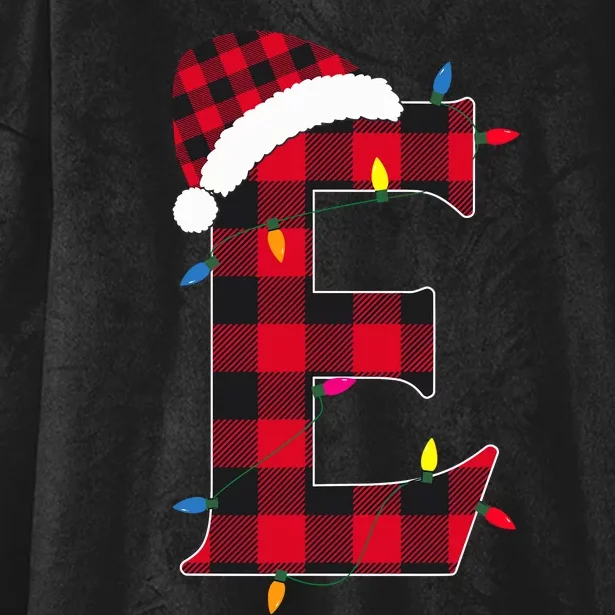 Awesome Letter E Initial Name Buffalo Plaid Christmas Pajama Hooded Wearable Blanket