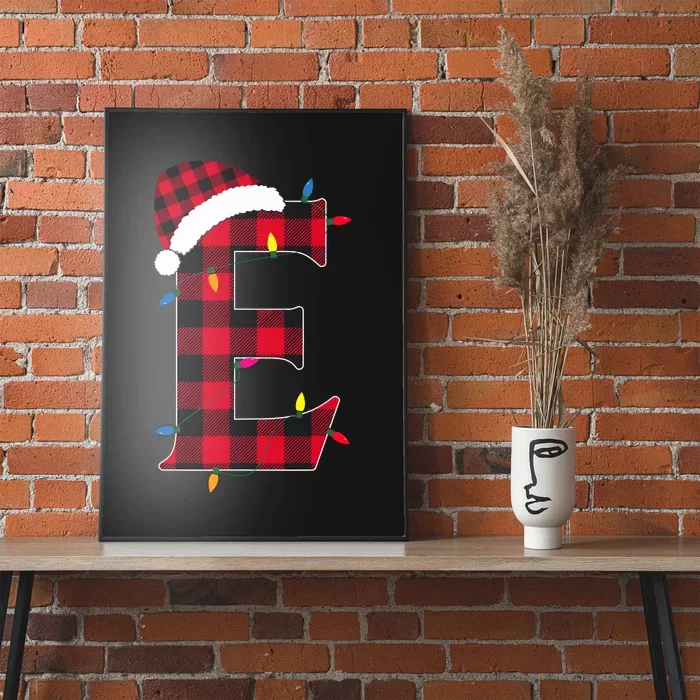 Awesome Letter E Initial Name Buffalo Plaid Christmas Pajama Poster