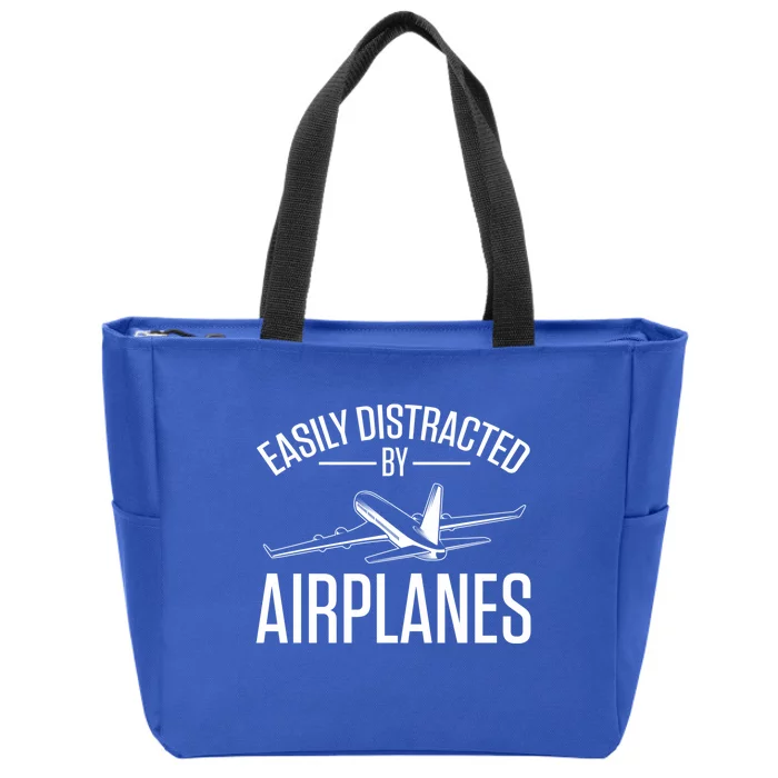 Airplane Lovers Easily Distracted By Airplanes Meaningful Gift Zip Tote Bag