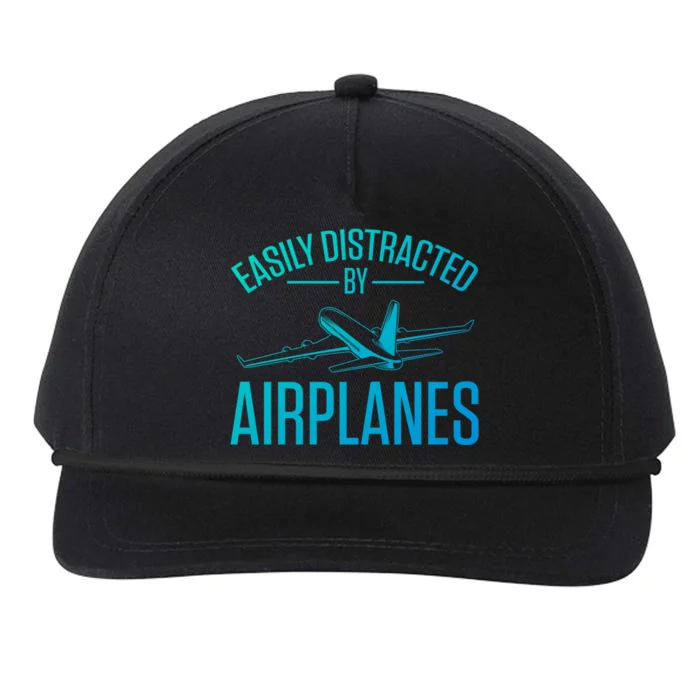 Airplane Lovers Easily Distracted By Airplanes Meaningful Gift Snapback Five-Panel Rope Hat