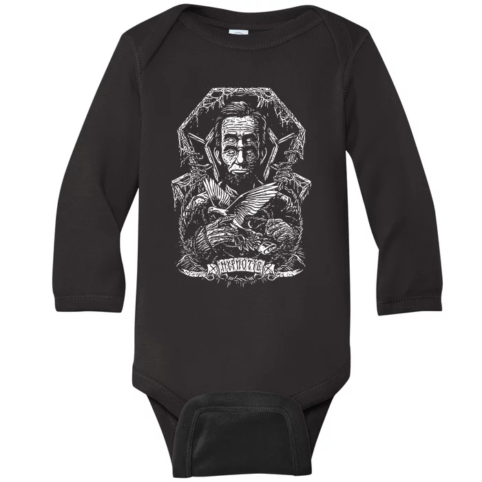 Abraham Lincoln Eye Twisting Portrait Baby Long Sleeve Bodysuit