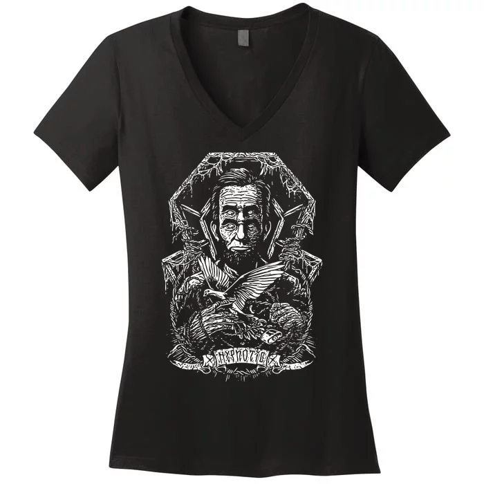 Abraham Lincoln Eye Twisting Portrait Women's V-Neck T-Shirt