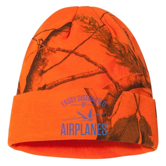 Airplane Lovers Easily Distracted By Airplanes Meaningful Gift Kati - 12in Camo Beanie