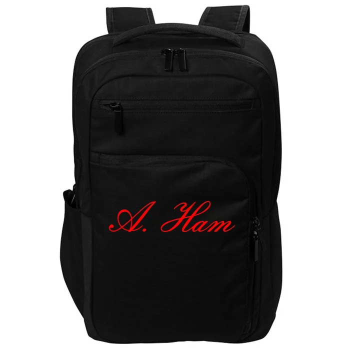 Alexander Hamilton A. Ham Red Script Logo Impact Tech Backpack