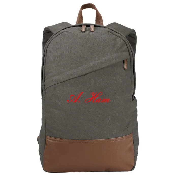 Alexander Hamilton A. Ham Red Script Logo Cotton Canvas Backpack