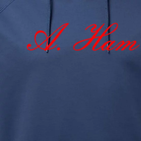 Alexander Hamilton A. Ham Red Script Logo Performance Fleece Hoodie