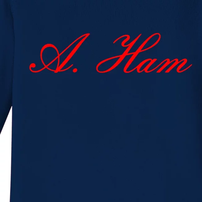 Alexander Hamilton A. Ham Red Script Logo Baby Long Sleeve Bodysuit