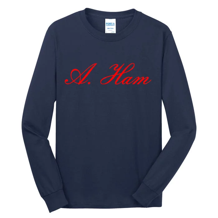 Alexander Hamilton A. Ham Red Script Logo Tall Long Sleeve T-Shirt