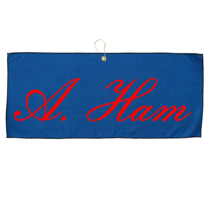 Alexander Hamilton A. Ham Red Script Logo Large Microfiber Waffle Golf Towel