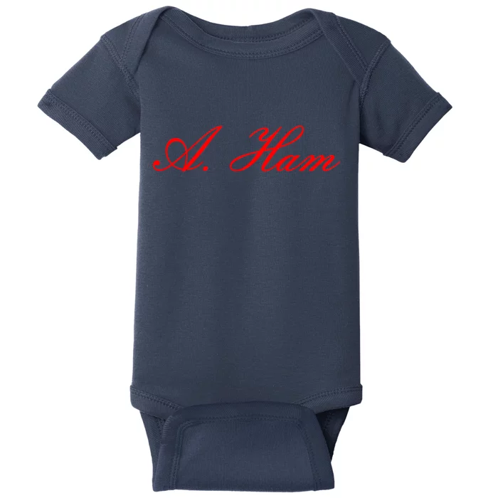 Alexander Hamilton A. Ham Red Script Logo Baby Bodysuit