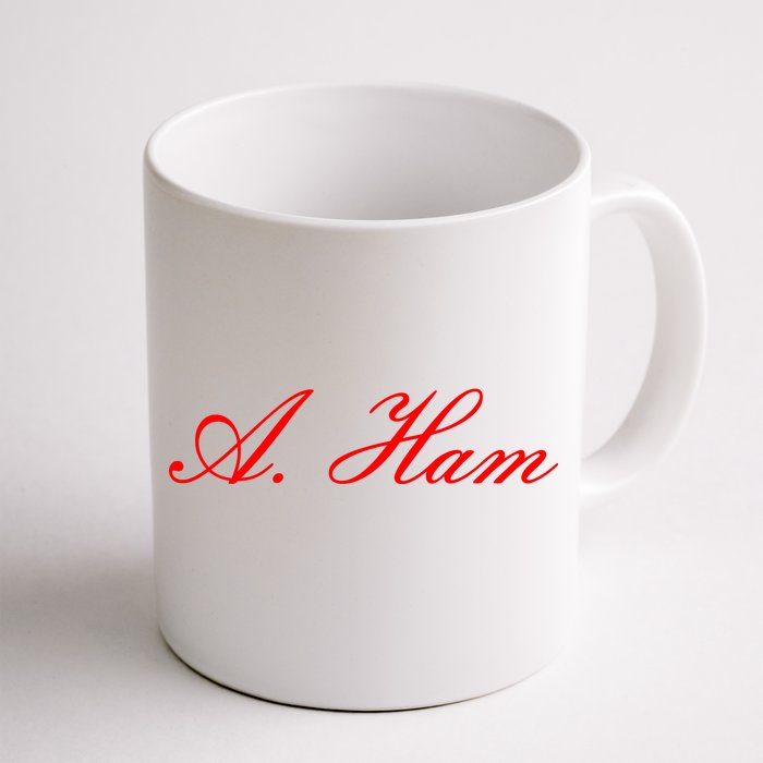 Alexander Hamilton A. Ham Red Script Logo Front & Back Coffee Mug