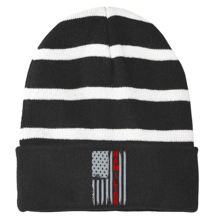 Alexander Hamilton American Vintage Flag Striped Beanie with Solid Band