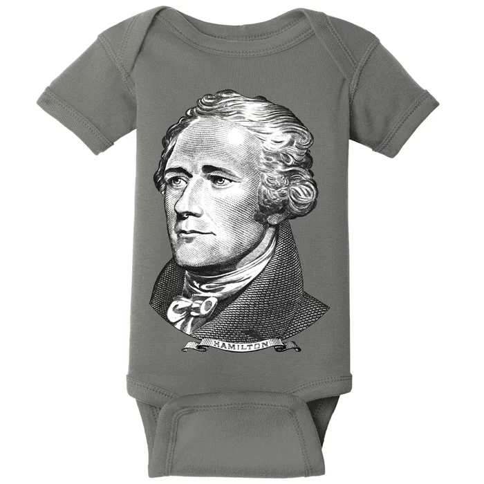 Alexander Hamilton Big Face Portrait A. Ham Baby Bodysuit