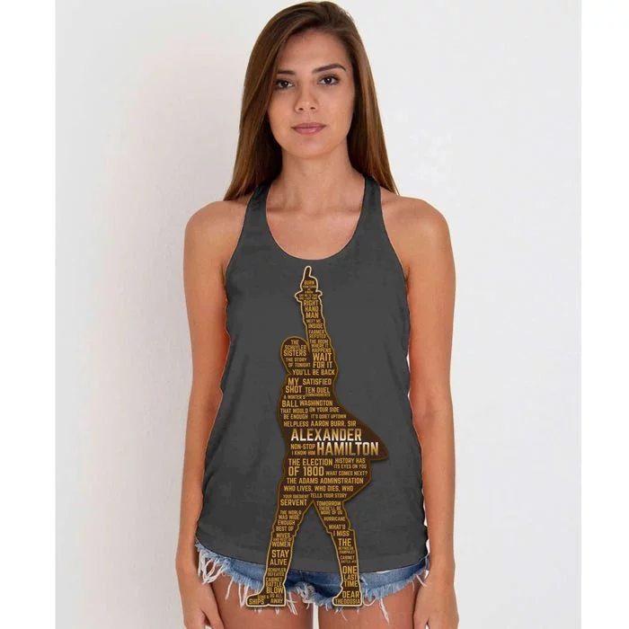 Alexander Hamilton Golden Statue Women's Knotted Racerback Tank