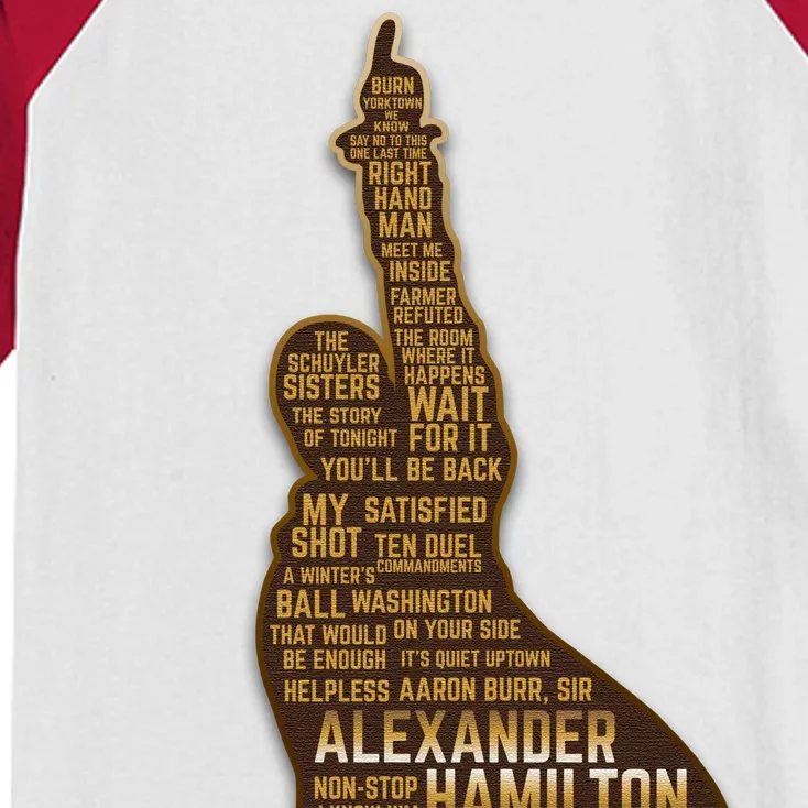 Alexander Hamilton Golden Statue Kids Colorblock Raglan Jersey