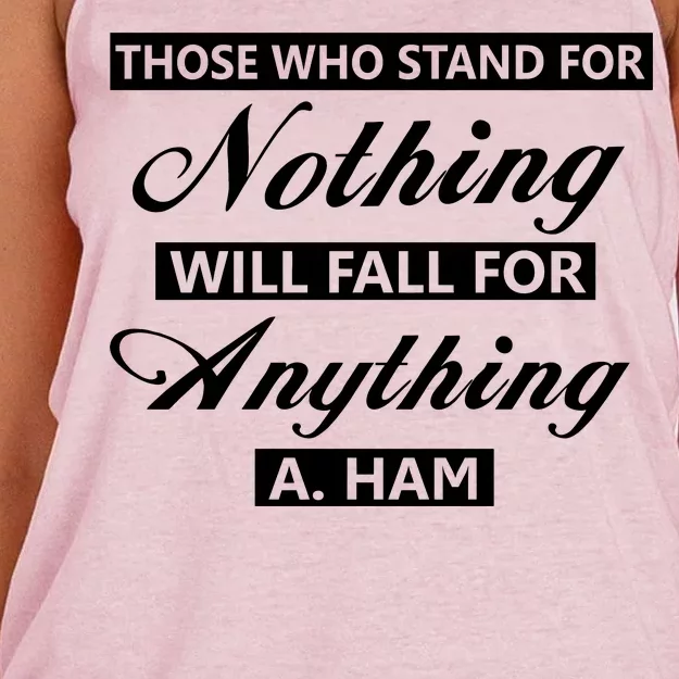 Alexander Hamilton Stand For Nothing Quote Women's Knotted Racerback Tank