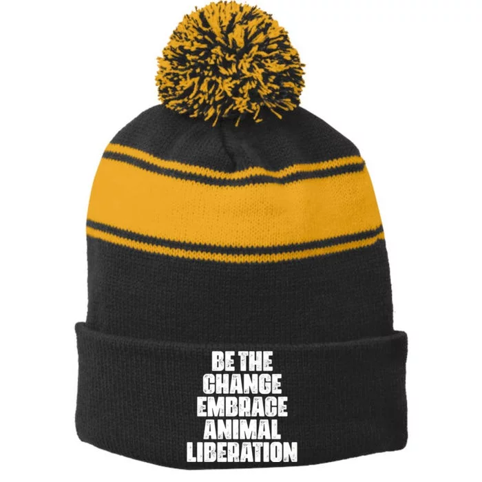 Animal Liberation Front Activist For Animal Rights & Welfare Stripe Pom Pom Beanie