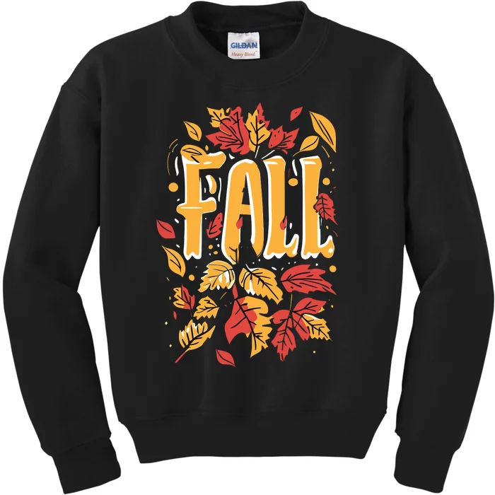 Autumn Leaves Fall Season Theme Kids Sweatshirt