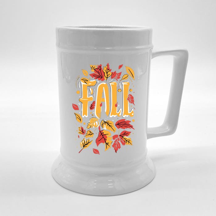 Autumn Leaves Fall Season Theme Front & Back Beer Stein