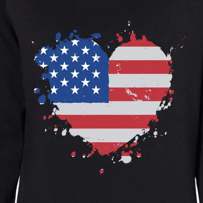 America Love Flag USA Heart 4th July American Proud Girl Womens California Wash Sweatshirt