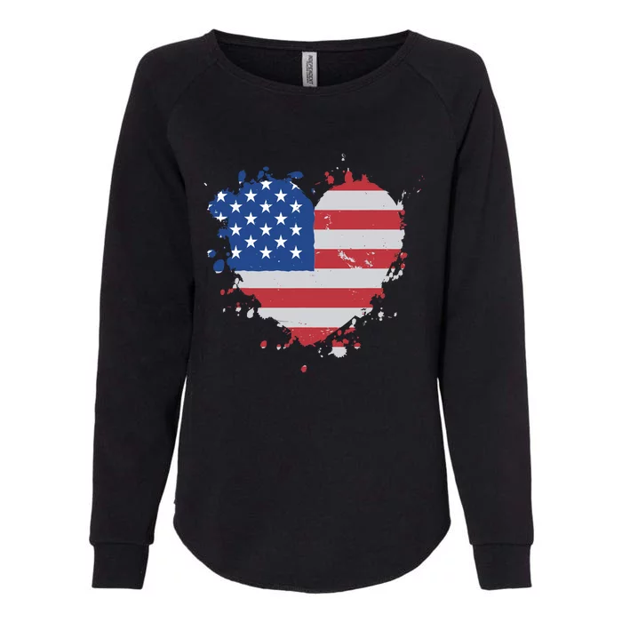 America Love Flag USA Heart 4th July American Proud Girl Womens California Wash Sweatshirt