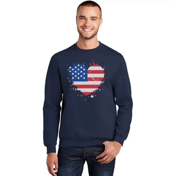 America Love Flag USA Heart 4th July American Proud Girl Sweatshirt