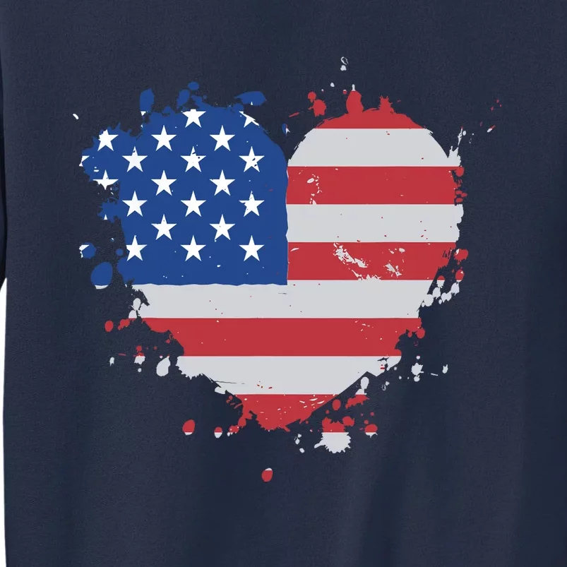 America Love Flag USA Heart 4th July American Proud Girl Sweatshirt