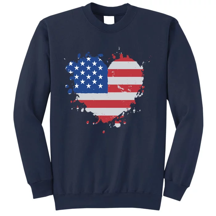 America Love Flag USA Heart 4th July American Proud Girl Sweatshirt