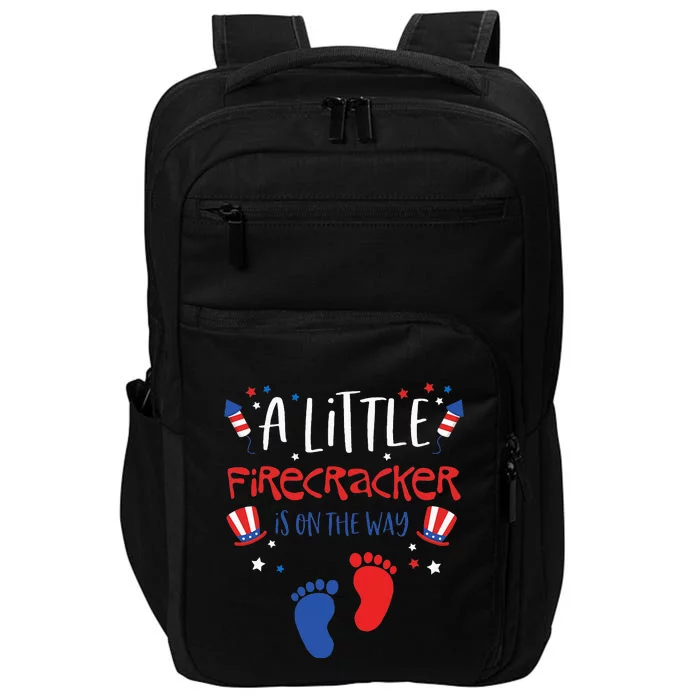 A Little Firecracker Is On The Way 4th Of July Pregnancy Impact Tech Backpack