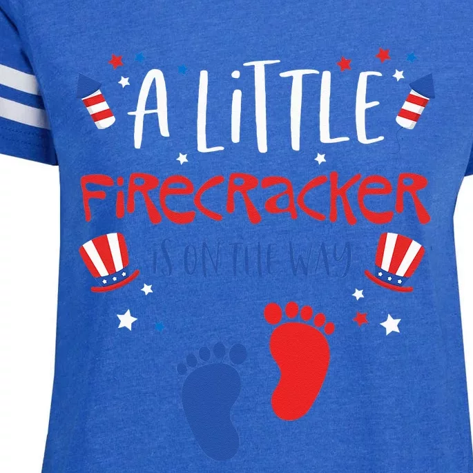 A Little Firecracker Is On The Way 4th Of July Pregnancy Enza Ladies Jersey Football T-Shirt