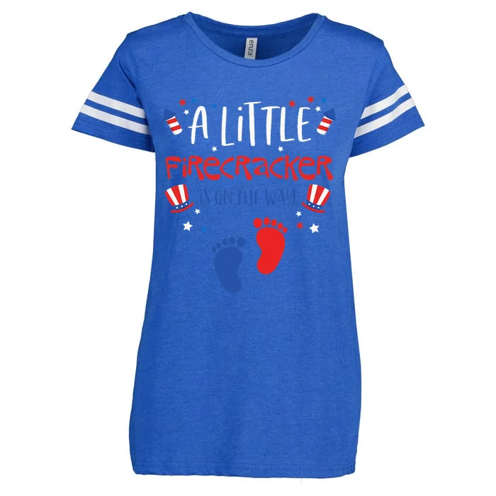 A Little Firecracker Is On The Way 4th Of July Pregnancy Enza Ladies Jersey Football T-Shirt