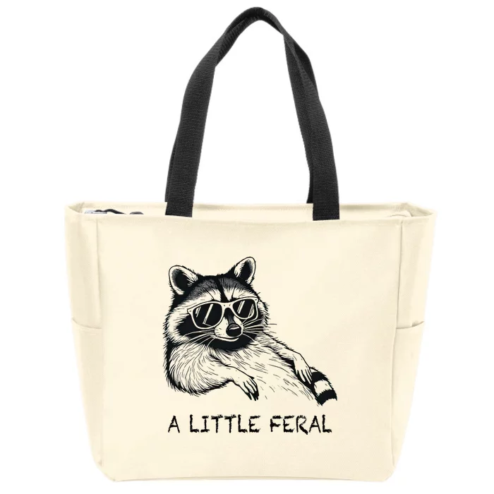 A Little Feral Raccoon With Moon Animal Raccoon Trash Panda Zip Tote Bag