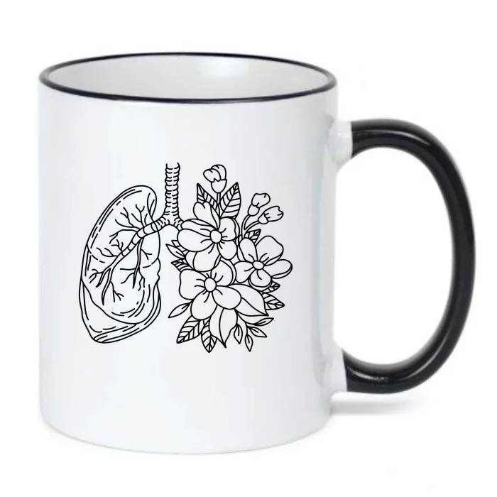 Anatomical Lung Floral Flower Black Color Changing Mug