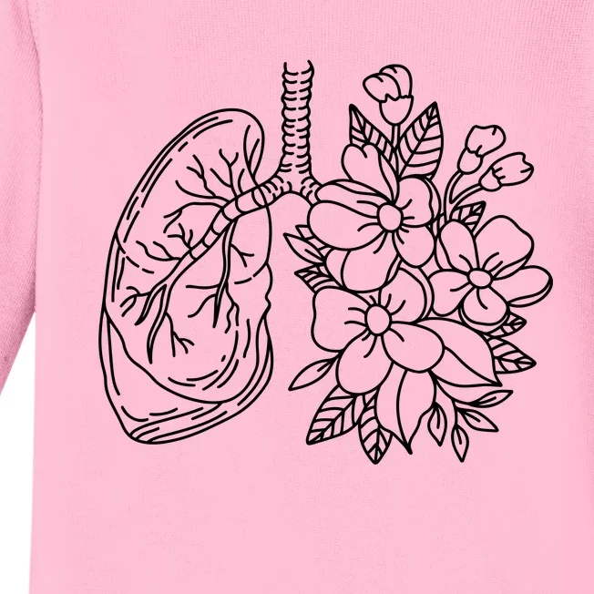 Anatomical Lung Floral Flower Baby Long Sleeve Bodysuit