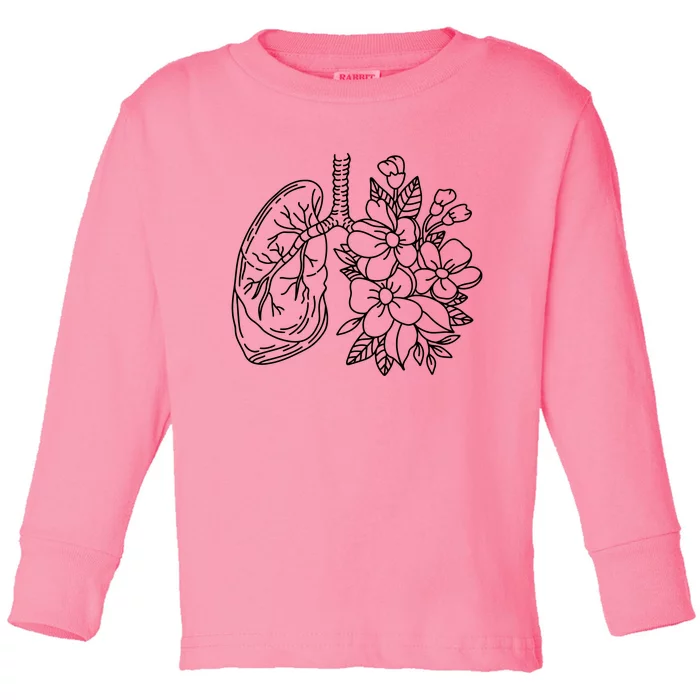 Anatomical Lung Floral Flower Toddler Long Sleeve Shirt